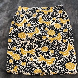 Mustard, Black and White pencil skirt